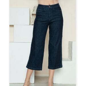 Judy Blue Side Seam Braid Detail Crop Wide Leg Jeans - JB88851 Womens Size 9/29